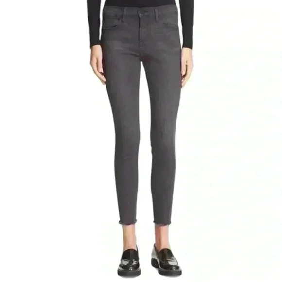Frame Denim Le High gray raw hem high waist skinny jeans - Picture 1 of 10